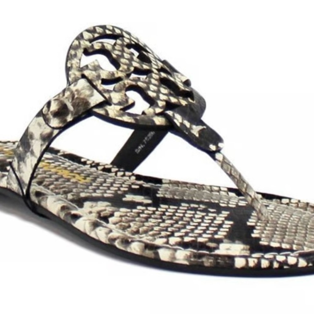 Tory Burch Warm Roccia Stamped Snakeskin
Printed Miller Sandals, LIKE NEW!